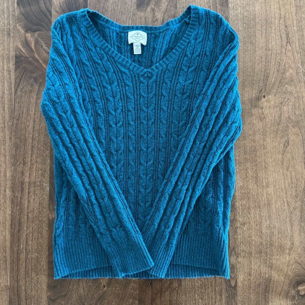 St. John’s Bay Cotton V-Neck Sweater - Teal